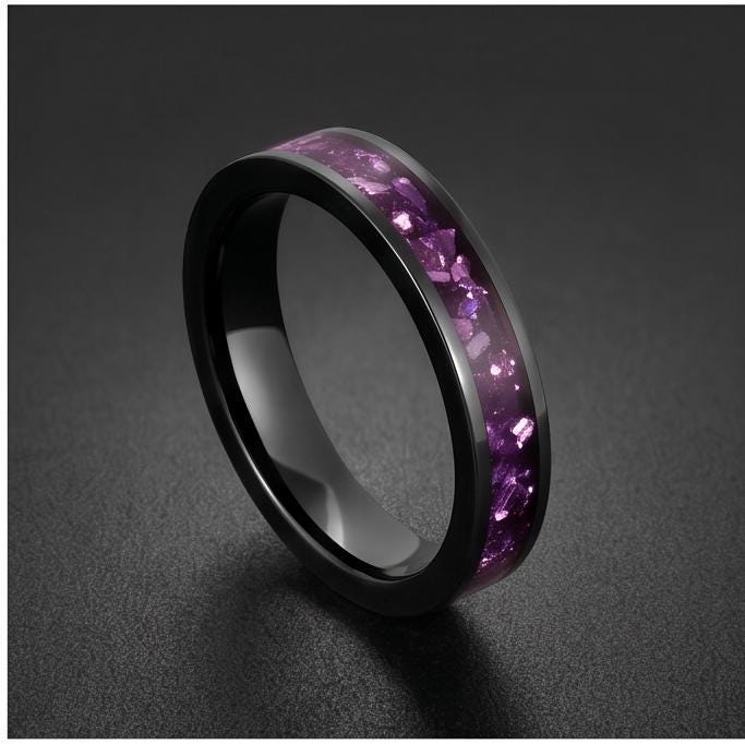 Alexandrite Ring, Black Tungsten Ring, Black Wedding Ring, Mens Wedding Band, Womens Ring, Anniversary Ring, 8mm Ring, 4mm Ri