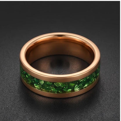 Mens Emerald Ring Gold Tungsten ~ 4mm 8mm Band ~ Wedding Anniversary Jewelry ~ Gold Promise Ring ~ Engagement Ring ~ Statemen