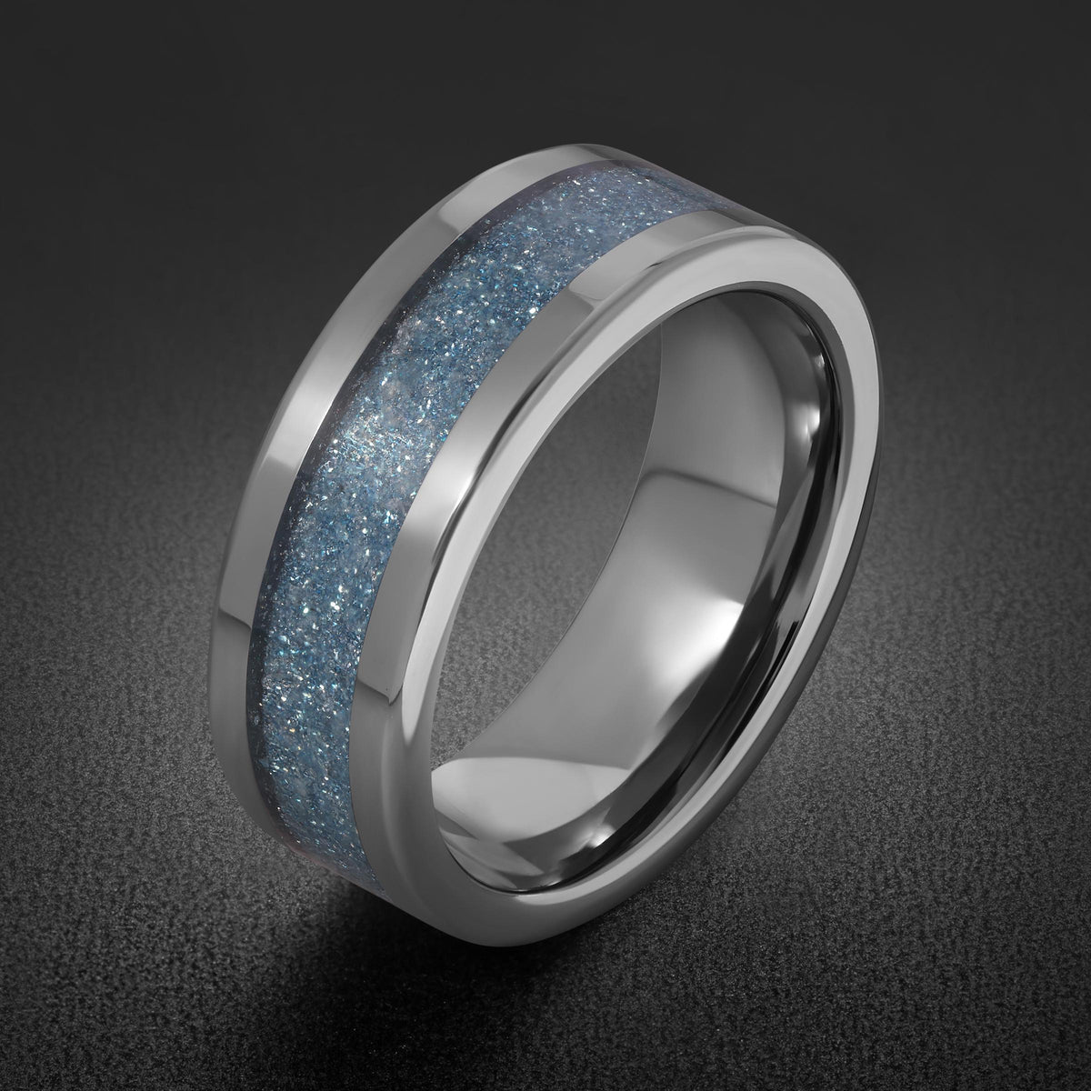 Aquamarine Ring, Silver Tungsten Ring, Silver Wedding Ring, Mens Wedding Band, Womens Ring, Anniversary Ring, Engagement Ring