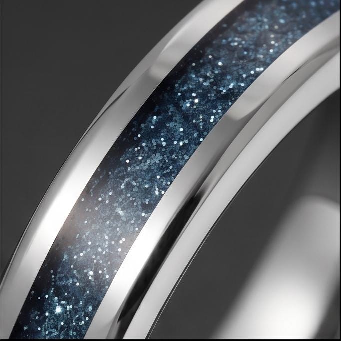 Aquamarine Ring, Silver Tungsten Ring, Silver Wedding Ring, Mens Wedding Band, Womens Ring, Anniversary Ring, Engagement Ring