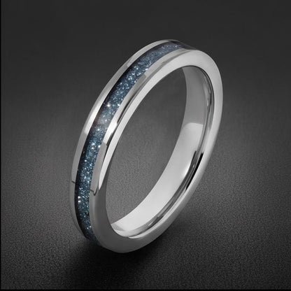 Aquamarine Ring, Silver Tungsten Ring, Silver Wedding Ring, Mens Wedding Band, Womens Ring, Anniversary Ring, Engagement Ring
