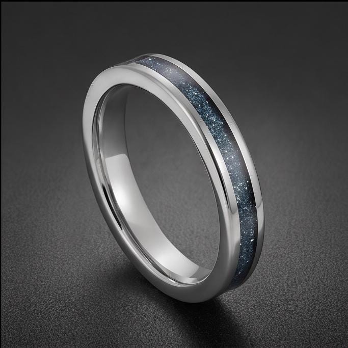 Aquamarine Ring, Silver Tungsten Ring, Silver Wedding Ring, Mens Wedding Band, Womens Ring, Anniversary Ring, Engagement Ring