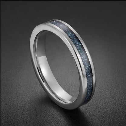 Aquamarine Ring, Silver Tungsten Ring, Silver Wedding Ring, Mens Wedding Band, Womens Ring, Anniversary Ring, Engagement Ring