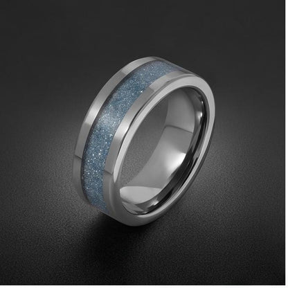 Aquamarine Ring, Silver Tungsten Ring, Silver Wedding Ring, Mens Wedding Band, Womens Ring, Anniversary Ring, Engagement Ring