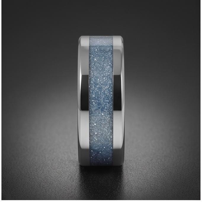 Aquamarine Ring, Silver Tungsten Ring, Silver Wedding Ring, Mens Wedding Band, Womens Ring, Anniversary Ring, Engagement Ring