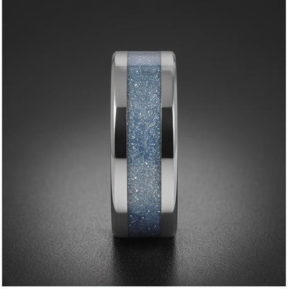 Aquamarine Ring, Silver Tungsten Ring, Silver Wedding Ring, Mens Wedding Band, Womens Ring, Anniversary Ring, Engagement Ring