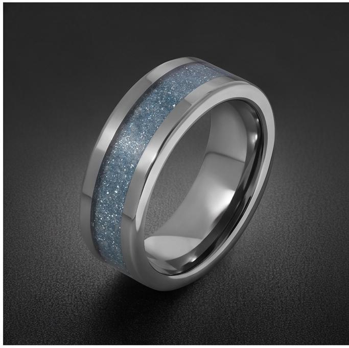 Aquamarine Ring, Silver Tungsten Ring, Silver Wedding Ring, Mens Wedding Band, Womens Ring, Anniversary Ring, Engagement Ring
