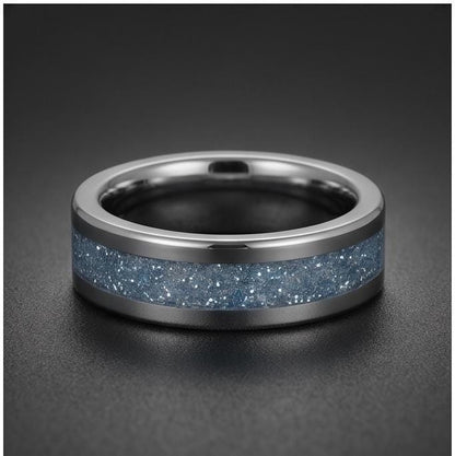 Aquamarine Ring, Silver Tungsten Ring, Silver Wedding Ring, Mens Wedding Band, Womens Ring, Anniversary Ring, Engagement Ring