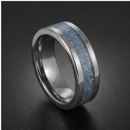 Aquamarine Ring, Silver Tungsten Ring, Silver Wedding Ring, Mens Wedding Band, Womens Ring, Anniversary Ring, Engagement Ring