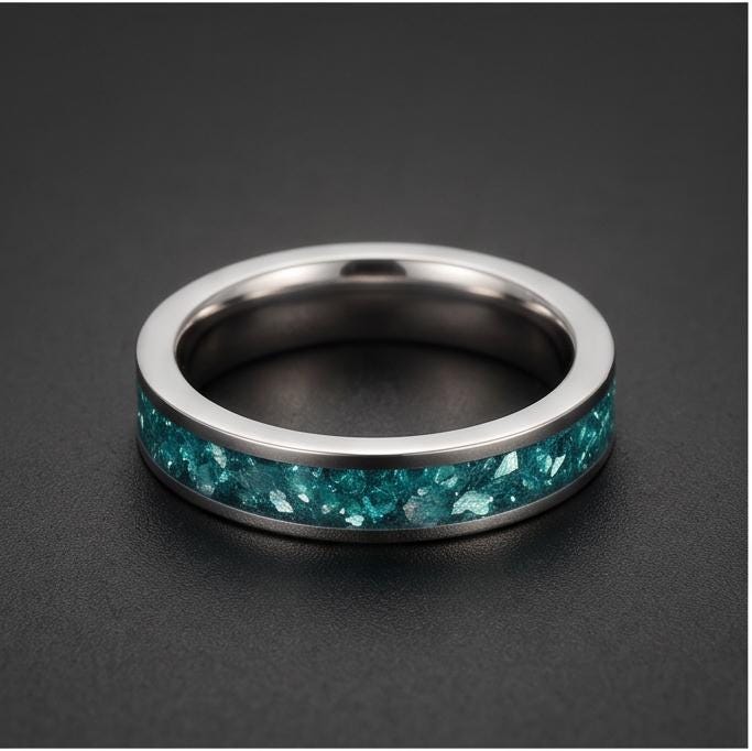 Silver Tungsten Ring with Aquamarine Stone | Handmade Blue Gem Ring ~ Wedding Anniversary Gift for Her ~ Unique Engagement Pr