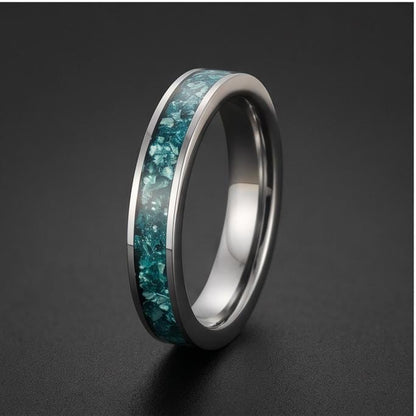 Silver Tungsten Ring with Aquamarine Stone | Handmade Blue Gem Ring ~ Wedding Anniversary Gift for Her ~ Unique Engagement Pr