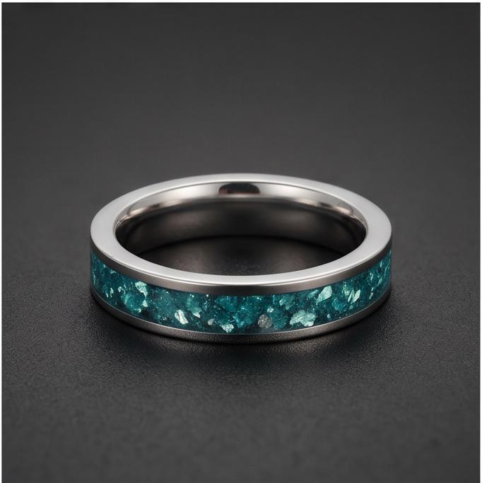 Silver Tungsten Ring with Aquamarine Stone | Handmade Blue Gem Ring ~ Wedding Anniversary Gift for Her ~ Unique Engagement Pr