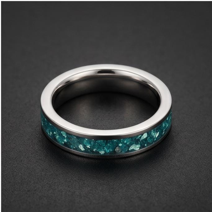 Silver Tungsten Ring with Aquamarine Stone | Handmade Blue Gem Ring ~ Wedding Anniversary Gift for Her ~ Unique Engagement Pr