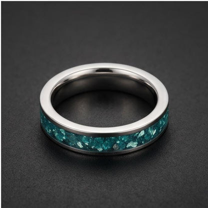 Silver Tungsten Ring with Aquamarine Stone | Handmade Blue Gem Ring ~ Wedding Anniversary Gift for Her ~ Unique Engagement Pr