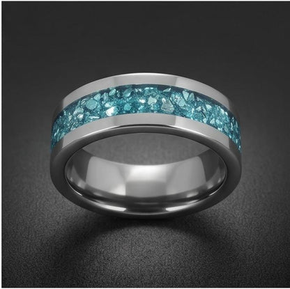 Silver Tungsten Ring with Aquamarine Stone | Handmade Blue Gem Ring ~ Wedding Anniversary Gift for Her ~ Unique Engagement Pr