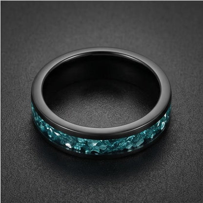 Aquamarine Ring, Black Tungsten Ring, Black Wedding Ring, Mens Wedding Band, Womens Ring, Anniversary Ring, Engagement Ring, 