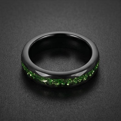 Emerald Ring, Hammered Black Tungsten Ring, Mens Wedding Band, Womens Wedding Ring, Anniversary Gift, Comfort Fit, 4mm, 8mm R