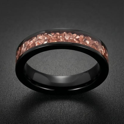 Morganite ring, black tungsten ring, mens wedding band, womens wedding ring, anniversary gift, comfort fit, 4mm ring, 8mm rin