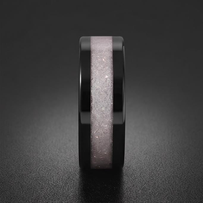 Moonstone Ring, Black Tungsten Ring, Black Wedding Ring, Mens Wedding Band, Womens Ring, Anniversary Ring, Engagement Ring, 4