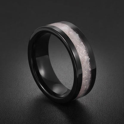 Moonstone Ring, Black Tungsten Ring, Black Wedding Ring, Mens Wedding Band, Womens Ring, Anniversary Ring, Engagement Ring, 4