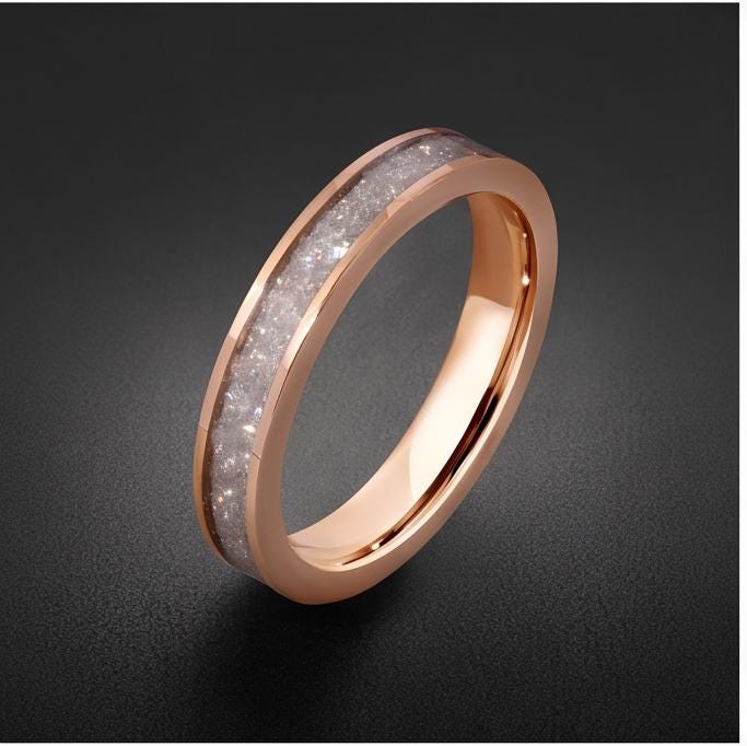 Moonstone Ring, Rose Gold Tungsten Ring, Rose Gold Wedding Ring, Mens Wedding Band, Womens Ring, Anniversary Ring, Engagement