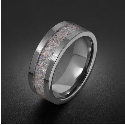 Moonstone Mens Wedding Band ~ Tungsten Carbide Ring ~ Silver Wedding Jewelry (4mm & 8 mm) ~ Anniversary Wedding Ring ~ Elegan