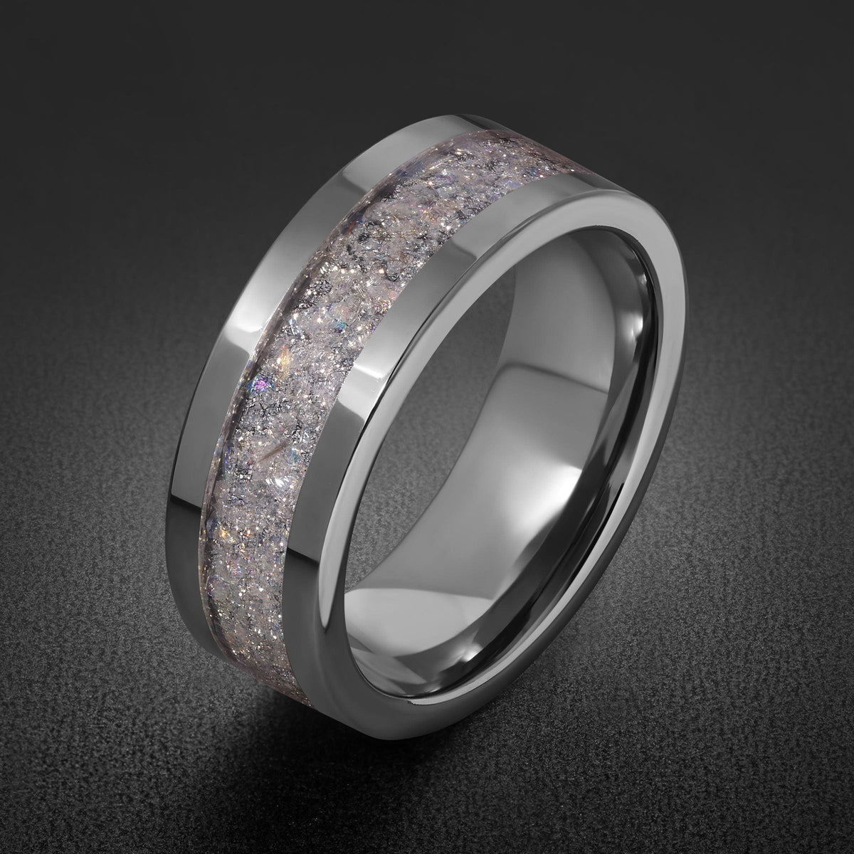 Moonstone Mens Wedding Band ~ Tungsten Carbide Ring ~ Silver Wedding Jewelry (4mm & 8 mm) ~ Anniversary Wedding Ring ~ Elegan