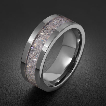 Moonstone Mens Wedding Band ~ Tungsten Carbide Ring ~ Silver Wedding Jewelry (4mm & 8 mm) ~ Anniversary Wedding Ring ~ Elegan