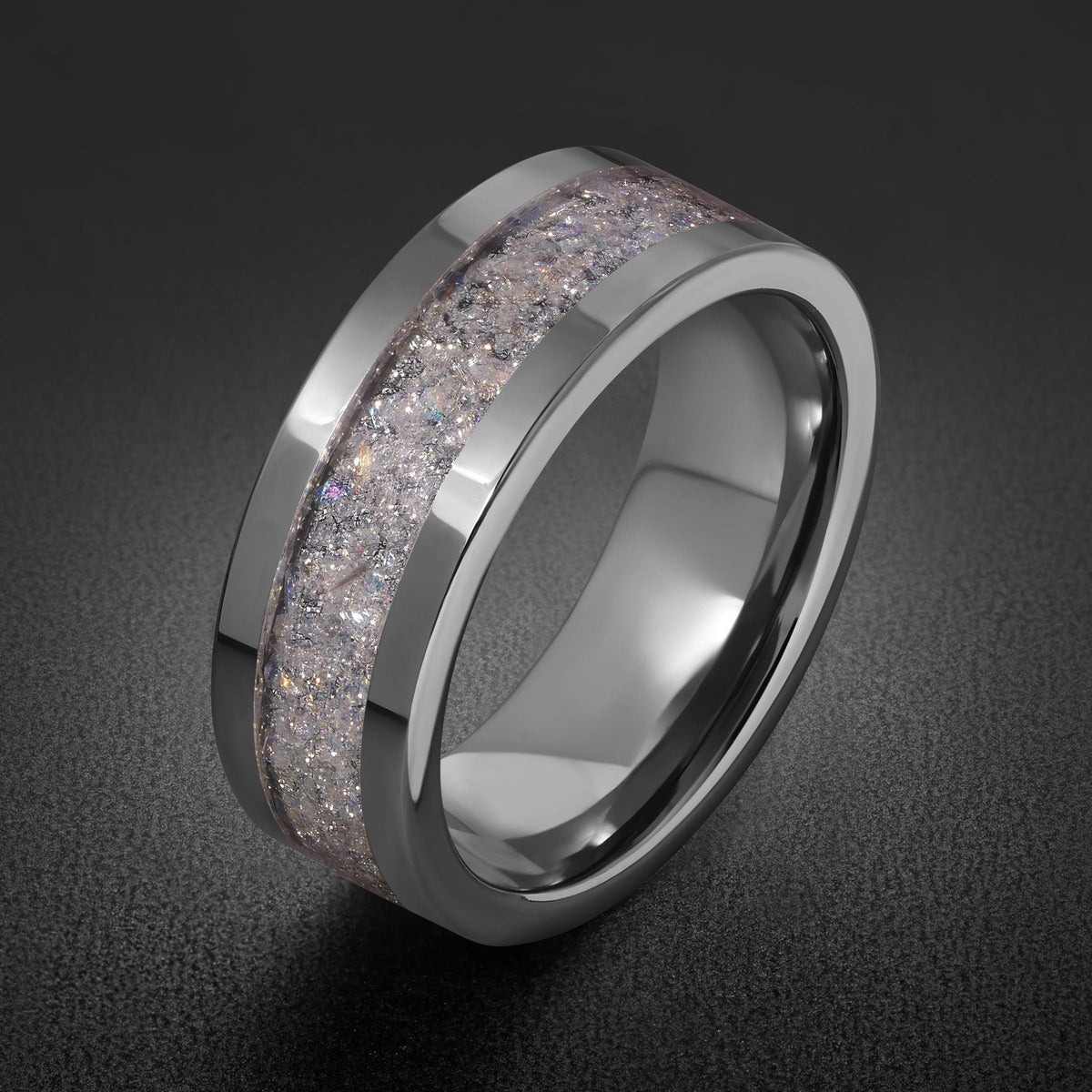 Tungsten Carbide Moonstone Ring ~ Silver Wedding Band (4mm & 8mm) ~ Moonstone Mens Wedding Ring ~ Moonstone Jewelry ~ Silver 