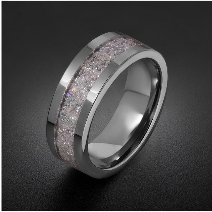 Moonstone Mens Wedding Band ~ Tungsten Carbide Ring ~ Silver Wedding Jewelry (4mm & 8 mm) ~ Anniversary Wedding Ring ~ Elegan