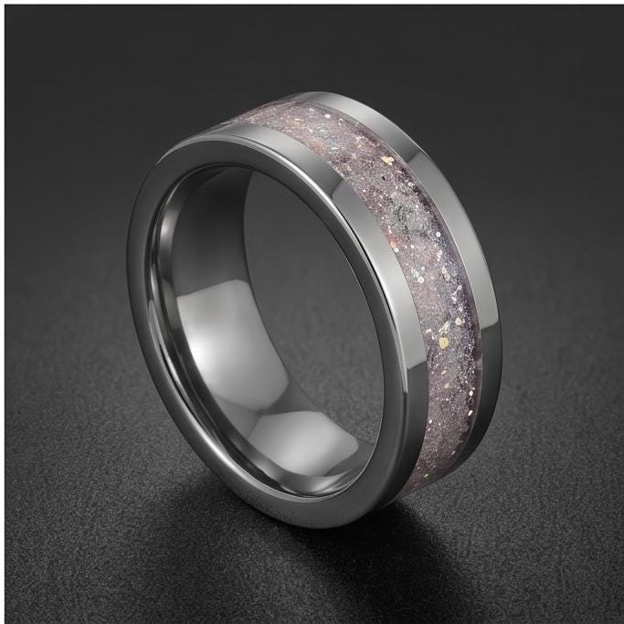 Moonstone Mens Wedding Band ~ Tungsten Carbide Ring ~ Silver Wedding Jewelry (4mm & 8 mm) ~ Anniversary Wedding Ring ~ Elegan