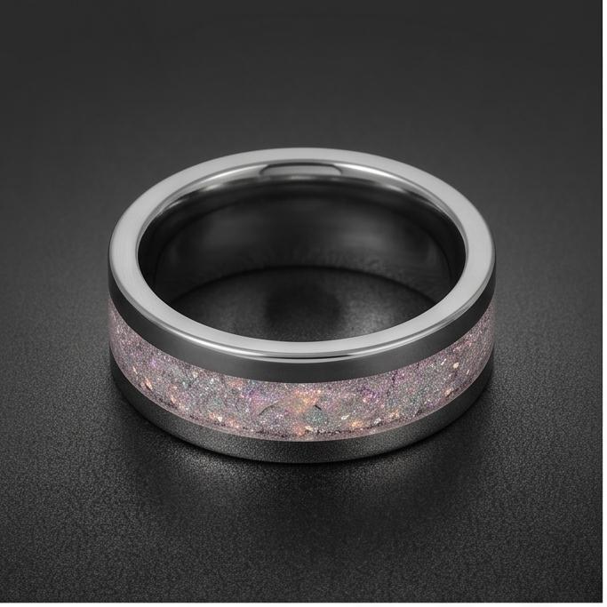 Tungsten Carbide Moonstone Ring ~ Silver Wedding Band (4mm & 8mm) ~ Moonstone Mens Wedding Ring ~ Moonstone Jewelry ~ Silver 