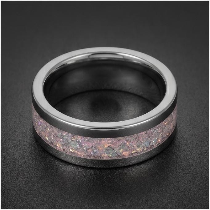 Tungsten Carbide Moonstone Ring ~ Silver Wedding Band (4mm & 8mm) ~ Moonstone Mens Wedding Ring ~ Moonstone Jewelry ~ Silver 