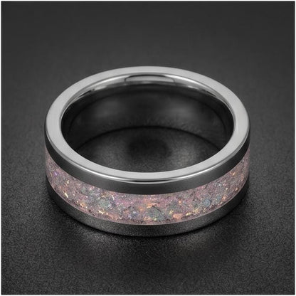 Tungsten Carbide Moonstone Ring ~ Silver Wedding Band (4mm & 8mm) ~ Moonstone Mens Wedding Ring ~ Moonstone Jewelry ~ Silver 