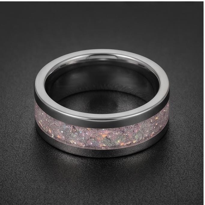 Tungsten Carbide Moonstone Ring ~ Silver Wedding Band (4mm & 8mm) ~ Moonstone Mens Wedding Ring ~ Moonstone Jewelry ~ Silver 