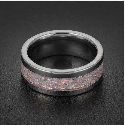 Tungsten Carbide Moonstone Ring ~ Silver Wedding Band (4mm & 8mm) ~ Moonstone Mens Wedding Ring ~ Moonstone Jewelry ~ Silver 