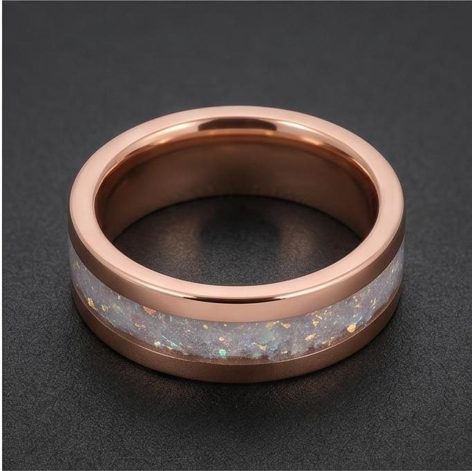 Moonstone Ring, Rose Gold Tungsten Ring, Rose Gold Wedding Ring, Mens Wedding Band, Womens Ring, Anniversary Ring, Engagement