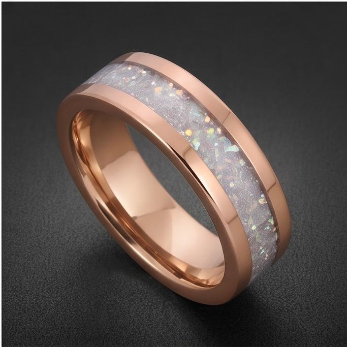 Moonstone Ring, Rose Gold Tungsten Ring, Rose Gold Wedding Ring, Mens Wedding Band, Womens Ring, Anniversary Ring, Engagement