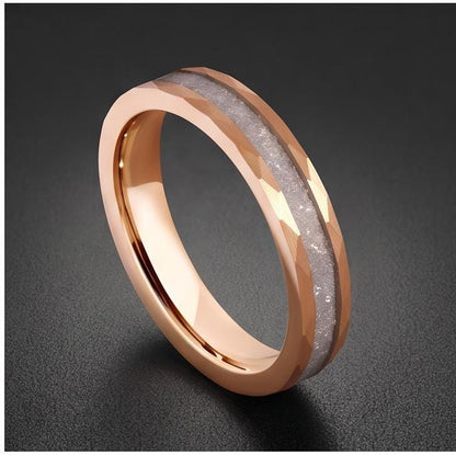 Moonstone Ring, Hammered Tungsten Ring, Hammered Rose Gold Ring, Mens Wedding Band, Womens Ring, Anniversary Ring, Engagement