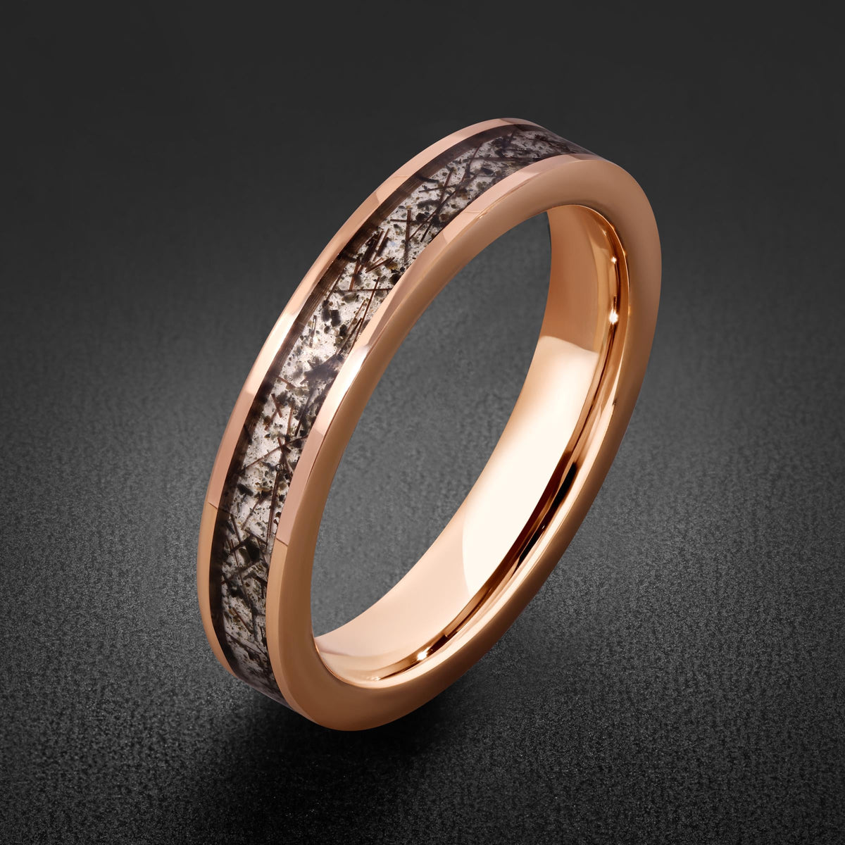 Rutilated Quartz Ring, Rose Gold Tungsten Ring, Rose gold Wedding Ring, Mens Wedding Band, Womens Ring, Anniversary Ring, Eng