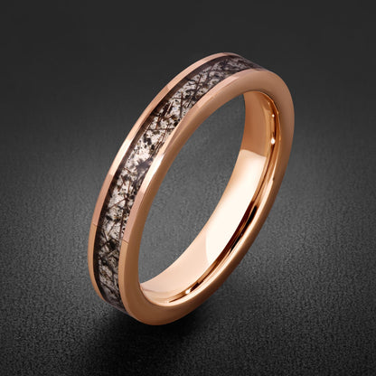Rutilated Quartz Ring, Rose Gold Tungsten Ring, Rose gold Wedding Ring, Mens Wedding Band, Womens Ring, Anniversary Ring, Eng