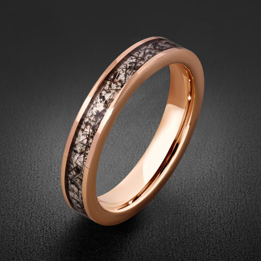 Rutilated Quartz Ring, Rose Gold Tungsten Ring, Rose gold Wedding Ring, Mens Wedding Band, Womens Ring, Anniversary Ring, Eng