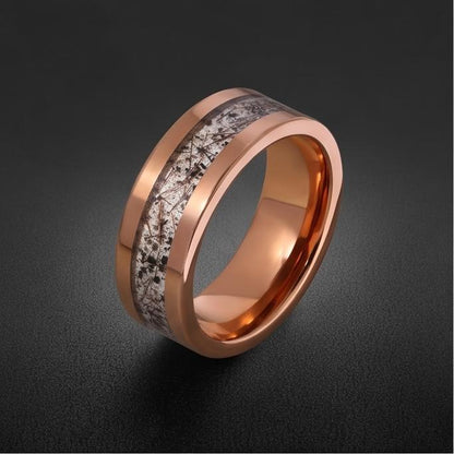 Rutilated Quartz Ring, Rose Gold Tungsten Ring, Rose gold Wedding Ring, Mens Wedding Band, Womens Ring, Anniversary Ring, Eng