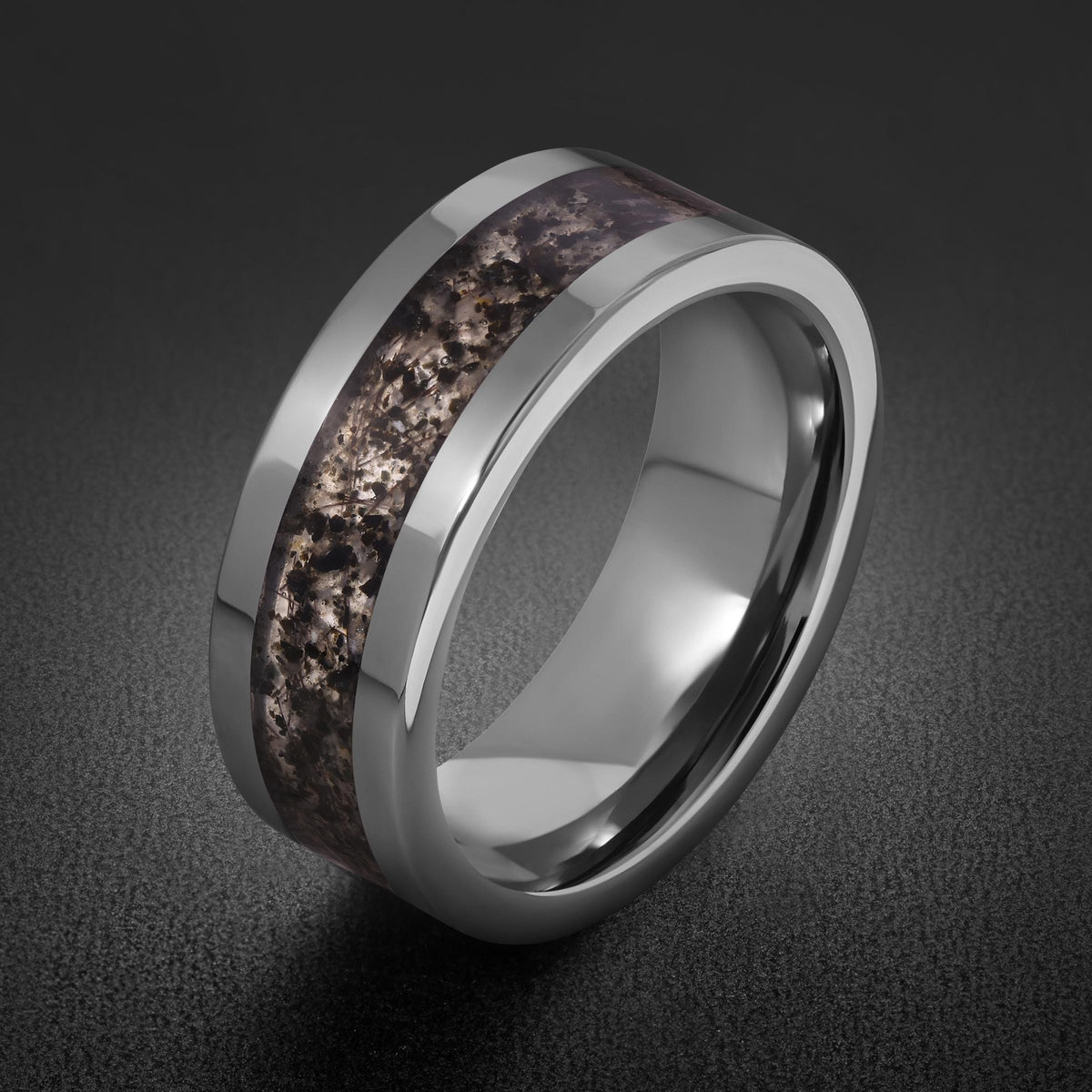 Rutilated Quartz Ring, Silver Tungsten Ring, Silver Wedding Ring, Mens Wedding Band, Womens Ring, Anniversary Ring, Engagemen