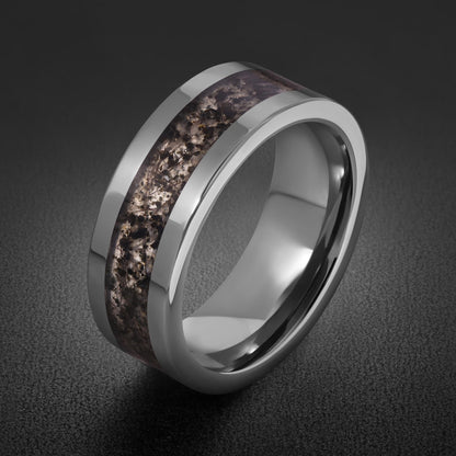 Rutilated Quartz Ring, Silver Tungsten Ring, Silver Wedding Ring, Mens Wedding Band, Womens Ring, Anniversary Ring, Engagemen