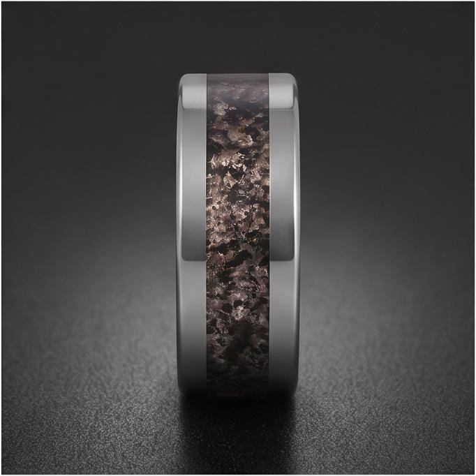 Rutilated Quartz Ring, Silver Tungsten Ring, Silver Wedding Ring, Mens Wedding Band, Womens Ring, Anniversary Ring, Engagemen