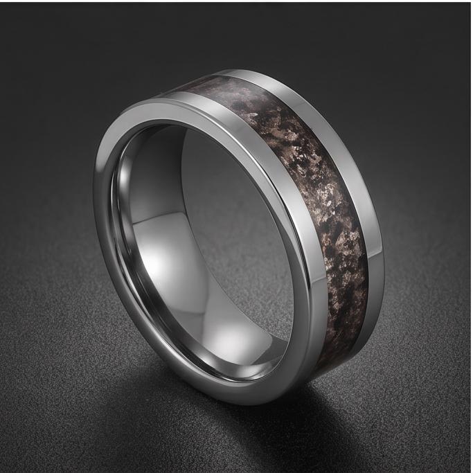 Rutilated Quartz Ring, Silver Tungsten Ring, Silver Wedding Ring, Mens Wedding Band, Womens Ring, Anniversary Ring, Engagemen
