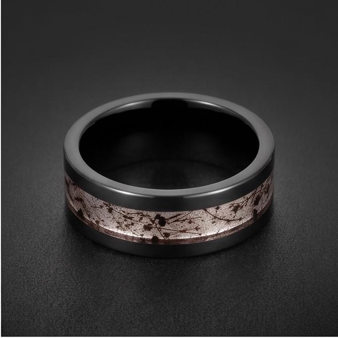 Rutilated Quartz Ring, Black Tungsten Ring, Black Wedding Ring, Mens Wedding Band, Womens Ring, Anniversary Ring, Engagement 