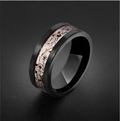 Rutilated Quartz Ring, Black Tungsten Ring, Black Wedding Ring, Mens Wedding Band, Womens Ring, Anniversary Ring, Engagement 