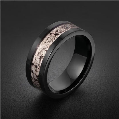 Rutilated Quartz Ring, Black Tungsten Ring, Black Wedding Ring, Mens Wedding Band, Womens Ring, Anniversary Ring, Engagement 